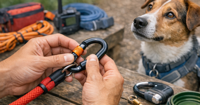 locking carabiner on a dog leash