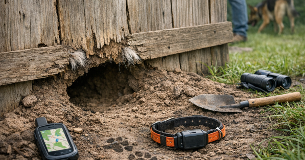 dog dug under fence